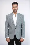 Desenli Slim Fit Gri Erkek Ceket - Wessi-2