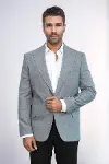 Desenli Slim Fit Gri Erkek Ceket - Wessi-4