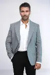 Desenli Slim Fit Gri Erkek Ceket - Wessi-1
