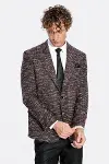Desenli Slim Fit Spor Bordo Erkek Ceket - Wessi-3