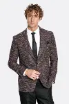 Desenli Slim Fit Spor Bordo Erkek Ceket - Wessi-4