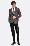 Desenli Slim Fit Spor Bordo Erkek Ceket - Wessi-5