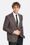 Desenli Slim Fit Spor Bordo Erkek Ceket - Wessi-6