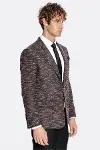 Desenli Slim Fit Spor Bordo Erkek Ceket - Wessi-8