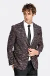 Desenli Slim Fit Spor Bordo Erkek Ceket - Wessi-1