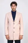 Açık Pembe Geniş Yaka Yün Erkek Kaban - Wessi-2