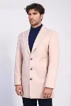 Açık Pembe Geniş Yaka Yün Erkek Kaban - Wessi-3