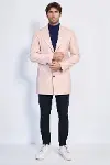 Açık Pembe Geniş Yaka Yün Erkek Kaban - Wessi-5