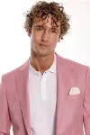 Desenli İki Parça Pembe Erkek Takım Elbise - Wessi-2