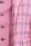 Ekose Ceketli Desenli Slim Fit Pembe Erkek Takım Elbise - Wessi-3