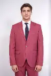 Desenli İki Parça Koyu Pembe Erkek Takım Elbise - Wessi-4
