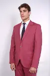 Desenli İki Parça Koyu Pembe Erkek Takım Elbise - Wessi-5