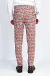 Kırmızı Ekose Desenli Slim Fit Gri Erkek Pantolon - Wessi-5