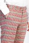 Kırmızı Ekose Desenli Slim Fit Gri Erkek Pantolon - Wessi-1
