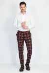 Ekose Desenli Slim Fit Lacivert Erkek Pantolon - Wessi-4