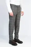 Kare Desenli Slim Fit Füme Erkek Pantolon - Wessi-3