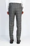 Kare Desenli Slim Fit Füme Erkek Pantolon - Wessi-5