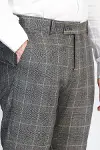 Kare Desenli Slim Fit Füme Erkek Pantolon - Wessi-1
