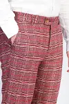 Ekose Desenli Slim Fit Bordo Erkek Pantolon - Wessi-1
