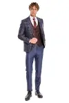 Ekose Yelekli Lacivert Erkek Takım Elbise - Wessi-7