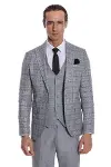 Ekose Ceketli Slim Fit Açık Gri Erkek Takım Elbise - Wessi-5