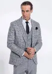 Ekose Ceketli Slim Fit Açık Gri Erkek Takım Elbise - Wessi-1