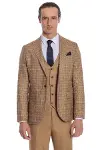 Ekose Ceketli Slim Fit Taba Erkek Takım Elbise - Wessi-4