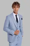 Ekose Ceketli Slim Fit Açık Mavi Erkek Takım Elbise - Wessi-3