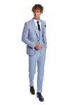 Ekose Ceketli Slim Fit Açık Mavi Erkek Takım Elbise - Wessi-6