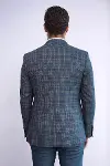 Ekose Ceketli Slim Fit Mavi Erkek Takım Elbise - Wessi-6