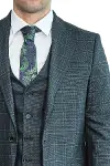 Ekose Ceketli Slim Fit Yeşil Erkek Takım Elbise - Wessi-2
