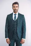 Ekose Ceketli Slim Fit Yeşil Erkek Takım Elbise - Wessi-7