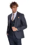Ekose Ceketli Slim Fit Lacivert Erkek Takım Elbise - Wessi-5