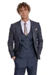 Ekose Ceketli Slim Fit Lacivert Erkek Takım Elbise - Wessi-6