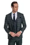 Ekose Ceketli Desenli Slim Fit Yeşil Erkek Takım Elbise - Wessi-6