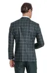 Ekose Ceketli Desenli Slim Fit Yeşil Erkek Takım Elbise - Wessi-7