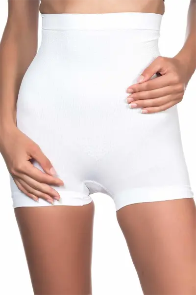 Beyaz MI Emay 2055 Yüksek Bel Masajlı Boxer Korse