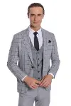 Ekose Ceketli Desenli Slim Fit Gri Erkek Takım Elbise - Wessi-3