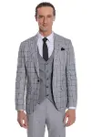 Ekose Ceketli Desenli Slim Fit Gri Erkek Takım Elbise - Wessi-4