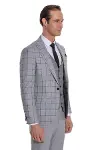 Ekose Ceketli Desenli Slim Fit Gri Erkek Takım Elbise - Wessi-5