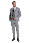 Ekose Ceketli Desenli Slim Fit Gri Erkek Takım Elbise - Wessi-6