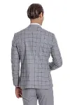 Ekose Ceketli Desenli Slim Fit Gri Erkek Takım Elbise - Wessi-8