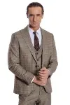 Ekose Ceketli Slim Fit Kahverengi Erkek Takım Elbise - Wessi-3