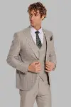 Ekose Ceketli Slim Fit Krem Erkek Takım Elbise - Wessi-3