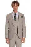 Ekose Ceketli Slim Fit Krem Erkek Takım Elbise - Wessi-5