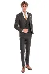 Ekose Ceketli Slim Fit Füme Erkek Takım Elbise - Wessi-4