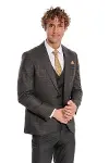 Ekose Ceketli Slim Fit Füme Erkek Takım Elbise - Wessi-5