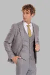 Ekose Ceketli Slim Fit Açık Mavi Erkek Takım Elbise | Wessi-3