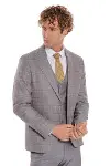 Ekose Ceketli Slim Fit Açık Mavi Erkek Takım Elbise | Wessi-6