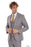 Ekose Ceketli Slim Fit Açık Mavi Erkek Takım Elbise | Wessi-7